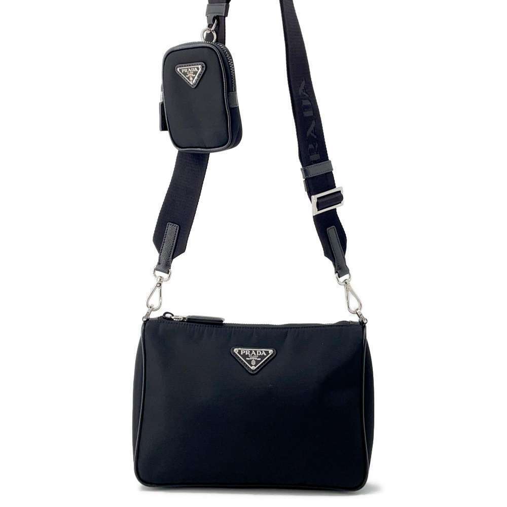 Prada ReNylon Saffiano leather shoulder Crossbody bag black
